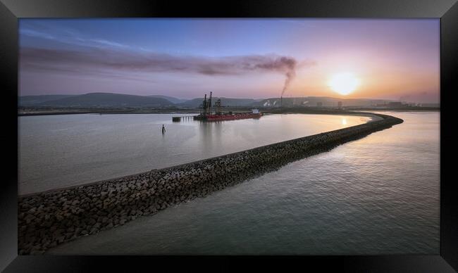 Ship loading at Port Talbot Framed Print by Leighton Collins