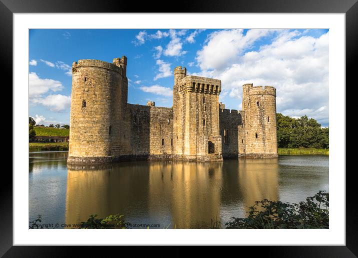 Bodiam Castle with reflections, Framed Mounted Print by Clive Wells