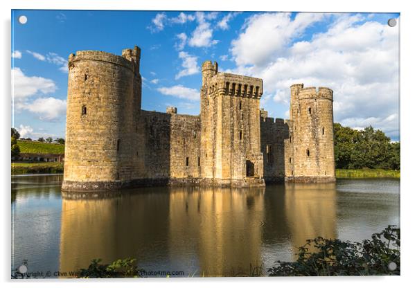 Bodiam Castle with reflections, Acrylic by Clive Wells
