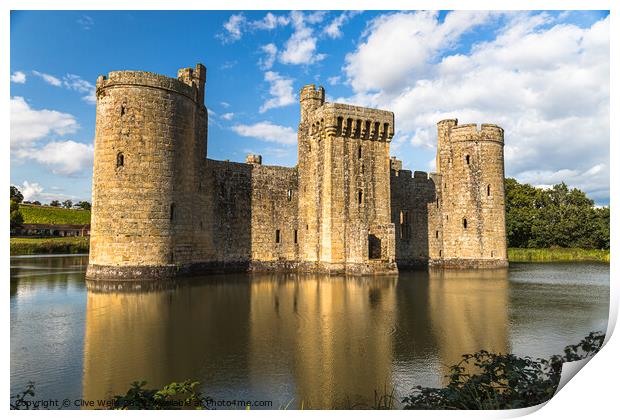 Bodiam Castle with reflections, Print by Clive Wells