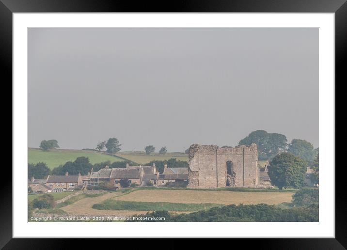 Bowes Castle in Early Morning Mist Framed Mounted Print by Richard Laidler