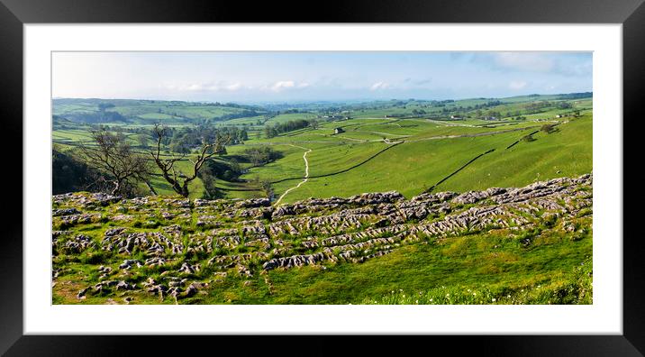 Top of Malham Cove: Yorkshire Dales Panorama Framed Mounted Print by Tim Hill