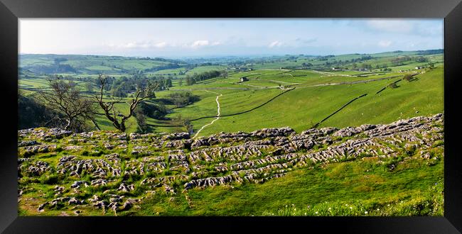 Top of Malham Cove: Yorkshire Dales Panorama Framed Print by Tim Hill