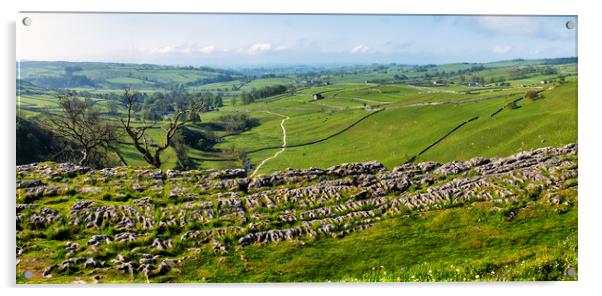 Top of Malham Cove: Yorkshire Dales Panorama Acrylic by Tim Hill