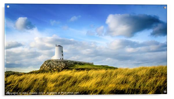 Twr Mawr Lighthouse: A Coastal Beacon Acrylic by Mike Shields
