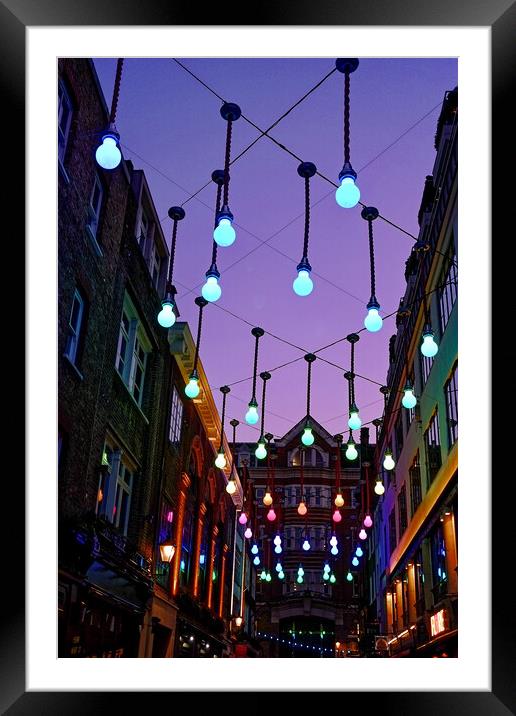 London night lights Framed Mounted Print by Steve Painter