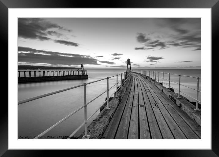 Sunset at Whitby east pier Framed Mounted Print by Martin Williams