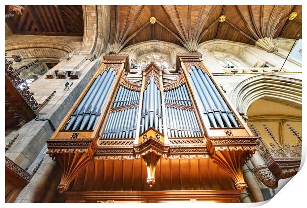 Selby Abbey Organ pipes Print by Glen Allen
