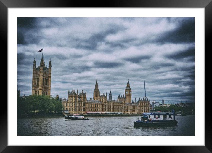 Vintage style Palace of Westminster Framed Mounted Print by Steve Painter