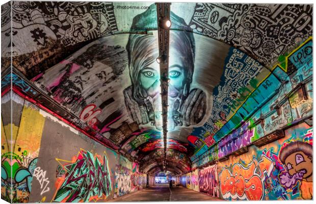 Leake Street, Graffiti Tunnel, Wall Art - London UK Canvas Print by Shafiq Khan