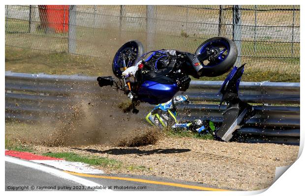 Motorcycle Crash Print by Ray Putley