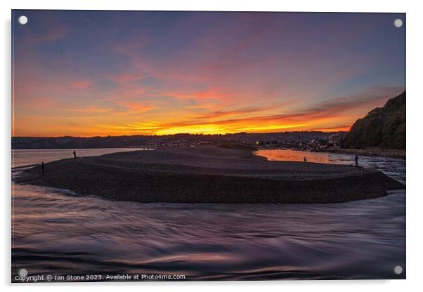 Dramatic sunset over Seaton Beach  Acrylic by Ian Stone