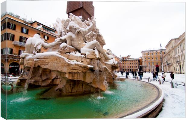 Fontana dei Quattro Fiumi Canvas Print by Fabrizio Troiani