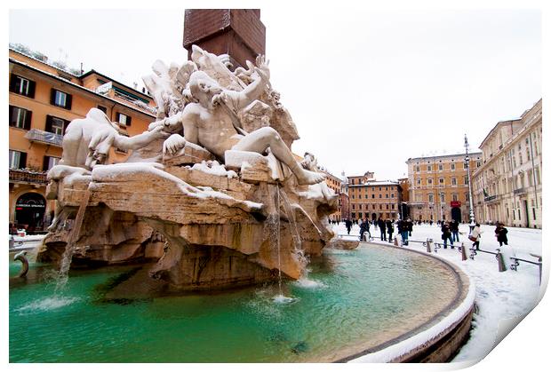 Fontana dei Quattro Fiumi Print by Fabrizio Troiani