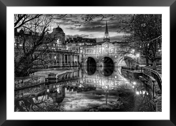 Pulteney Bridge and River Avon in Bath Framed Mounted Print by Darren Galpin
