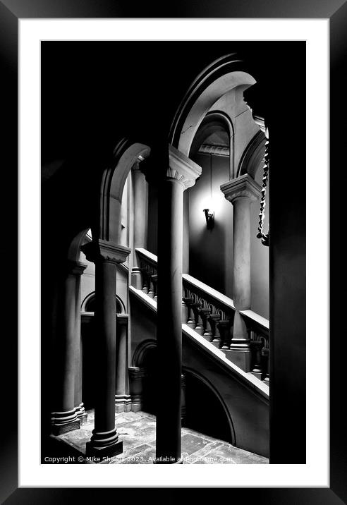 Illuminated Stairwell Arches at Penrhyn Castle Framed Mounted Print by Mike Shields