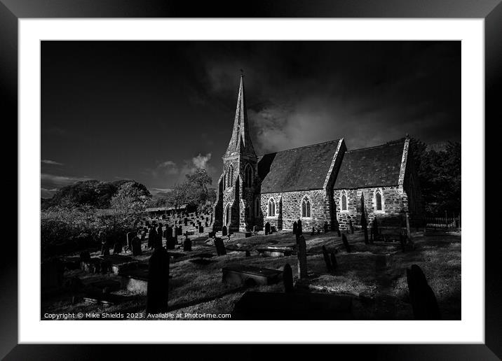 Heavenly Spotlight: A Church Illuminated Framed Mounted Print by Mike Shields