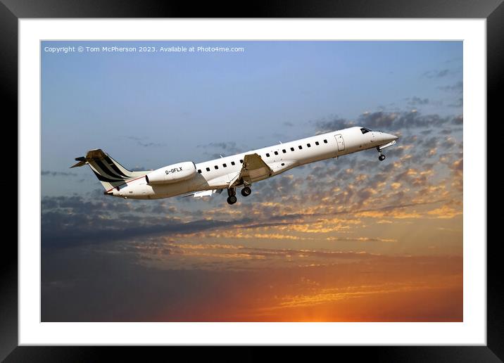 'Under the Dusk: Embraer 135/145 at Lossiemouth' Framed Mounted Print by Tom McPherson