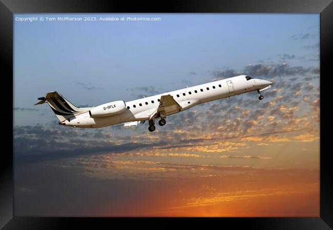'Under the Dusk: Embraer 135/145 at Lossiemouth' Framed Print by Tom McPherson