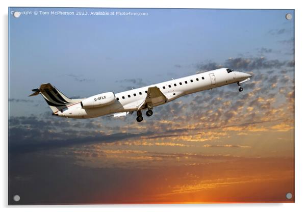 'Under the Dusk: Embraer 135/145 at Lossiemouth' Acrylic by Tom McPherson