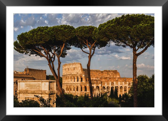 Colosseum and Arch of Titus at Sunset Framed Mounted Print by Artur Bogacki