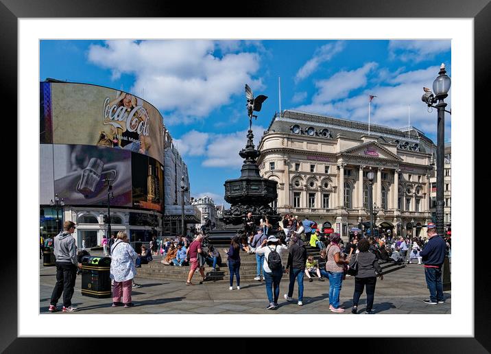 Tourists at Picadilly Framed Mounted Print by Steve Painter