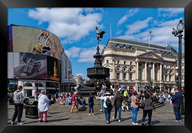 Tourists at Picadilly Framed Print by Steve Painter