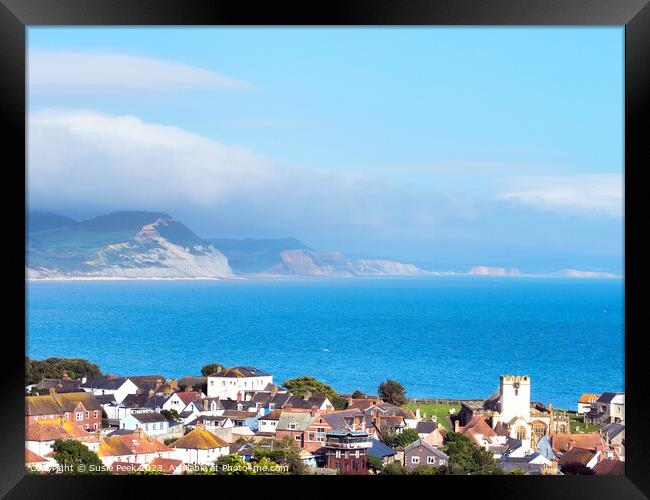 Jurassic Coastline Overview on a Misty Summer Afte Framed Print by Susie Peek