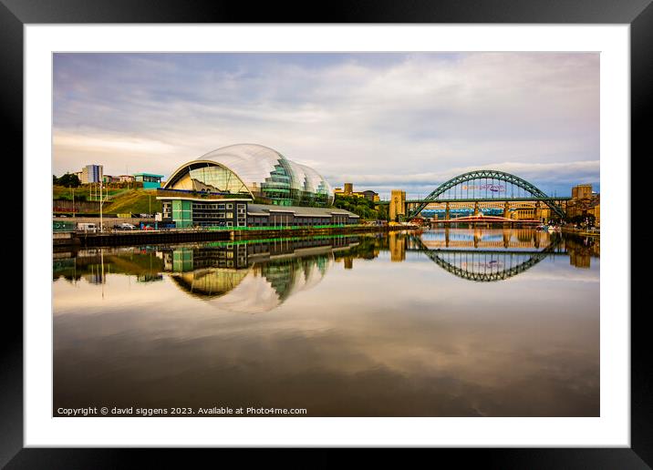 Newcastle quayside reflections Framed Mounted Print by david siggens