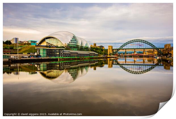 Newcastle quayside reflections Print by david siggens