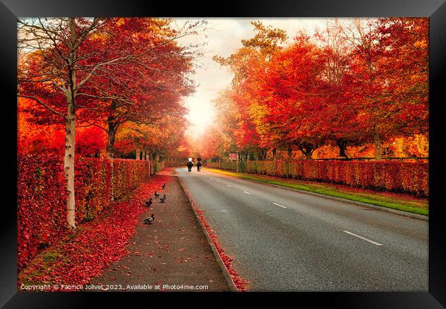Vibrant Autumnal Roadway Vignette Framed Print by Fabrice Jolivet