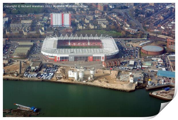 St Mary's football stadium aerial Print by Richard Wareham