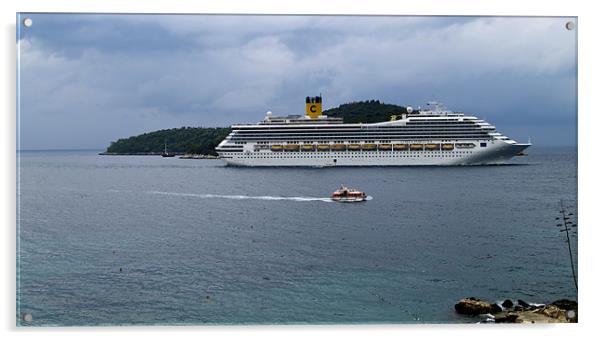 cruiser passing by Locrum island Acrylic by radoslav rundic