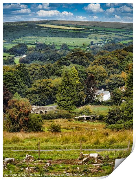 Dartmoor's Dual Bridges Surrounded by Greenery Print by Roger Mechan