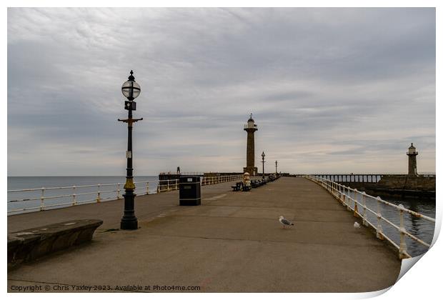 The east pier in the seaside town of Whitby on the Print by Chris Yaxley