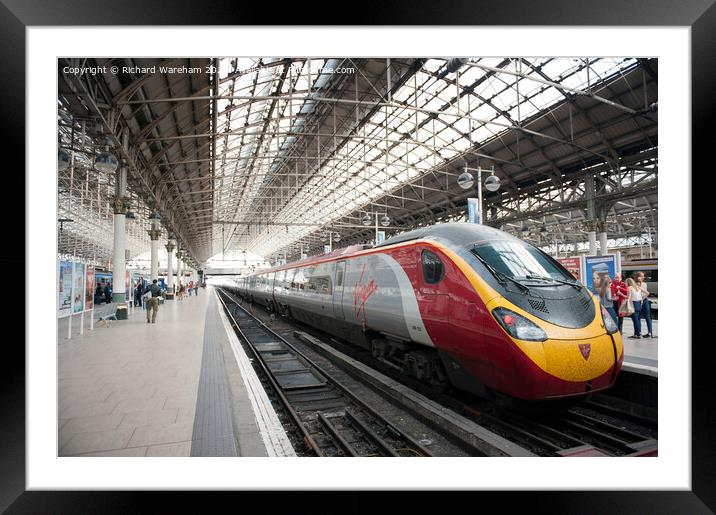 Manchester UK Virgin Trains high speed train Framed Mounted Print by Richard Wareham