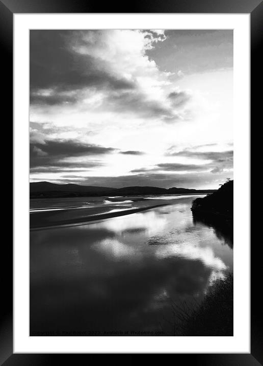 Cloud reflections, Portmeirion 2, mono infrared Framed Mounted Print by Paul Boizot