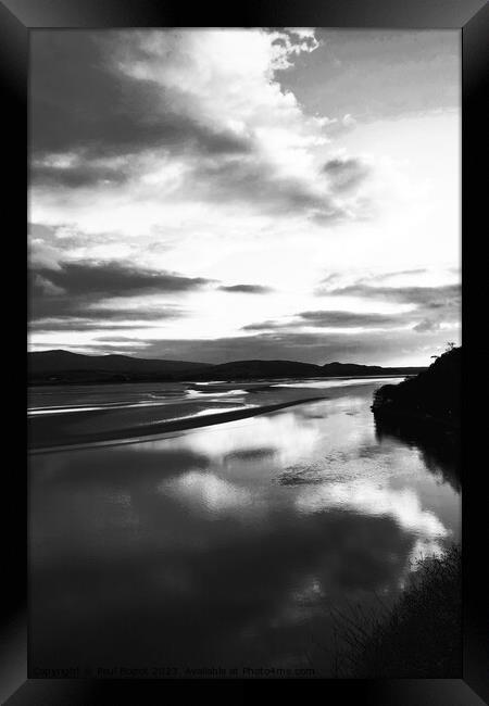 Cloud reflections, Portmeirion 2, mono infrared Framed Print by Paul Boizot