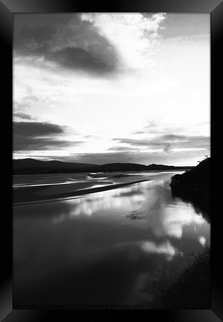 Cloud reflections, Portmeirion 3, mono infrared Framed Print by Paul Boizot