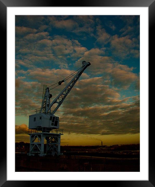 River Medway Crane Framed Mounted Print by Dawn O'Connor