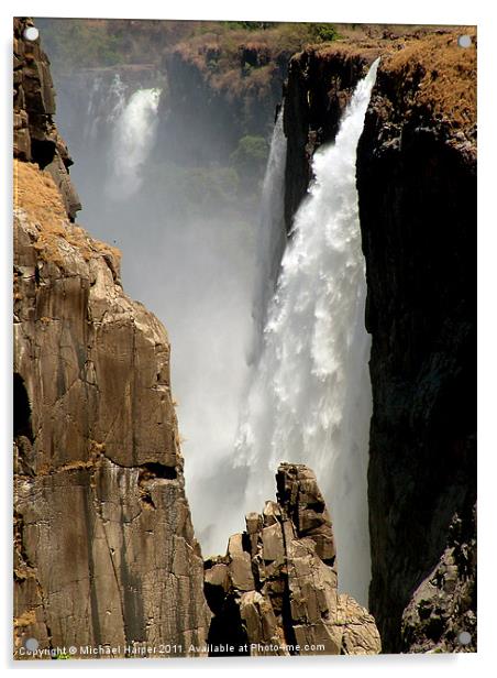 Victoria Falls in the dry season Acrylic by Michael Harper