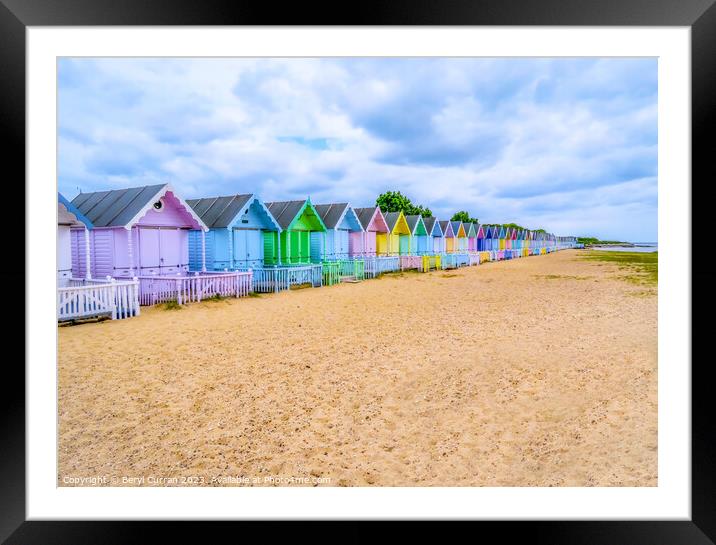 Mersea Island Beach Huts Framed Mounted Print by Beryl Curran