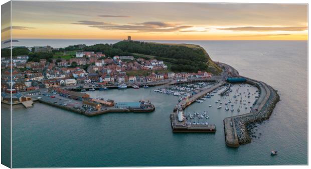 Scarborough Harbour Sunrise Canvas Print by Apollo Aerial Photography