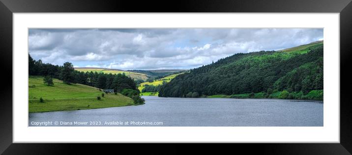 Ladybower Reservoir Panoramic Framed Mounted Print by Diana Mower