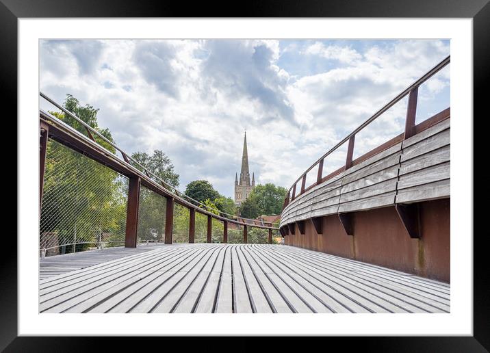Norwich Cathedral over Jarrold Bridge Framed Mounted Print by Jason Wells