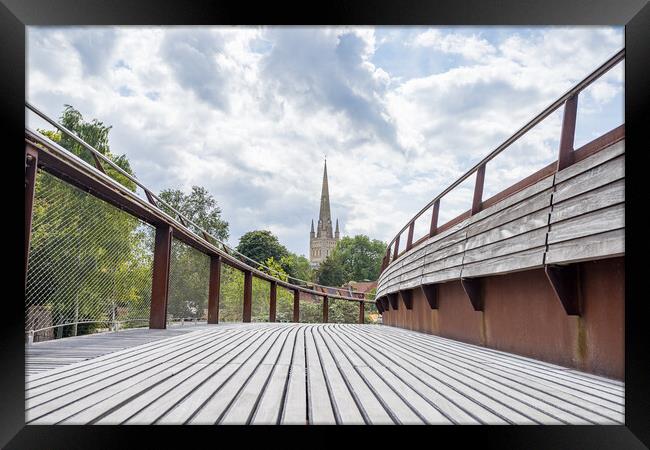 Norwich Cathedral over Jarrold Bridge Framed Print by Jason Wells