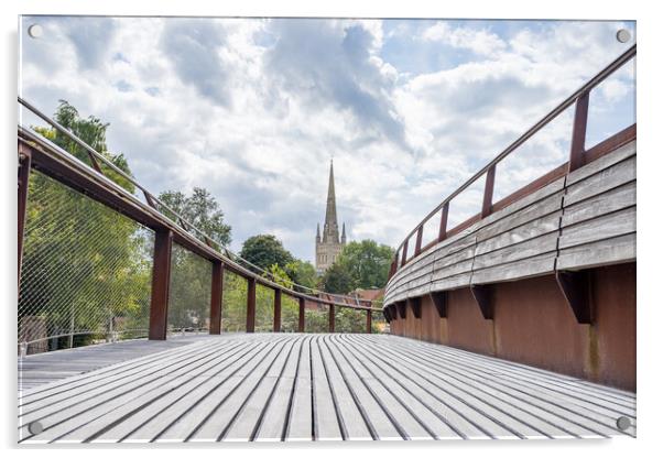 Norwich Cathedral over Jarrold Bridge Acrylic by Jason Wells