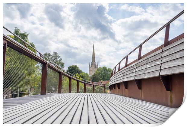 Norwich Cathedral over Jarrold Bridge Print by Jason Wells