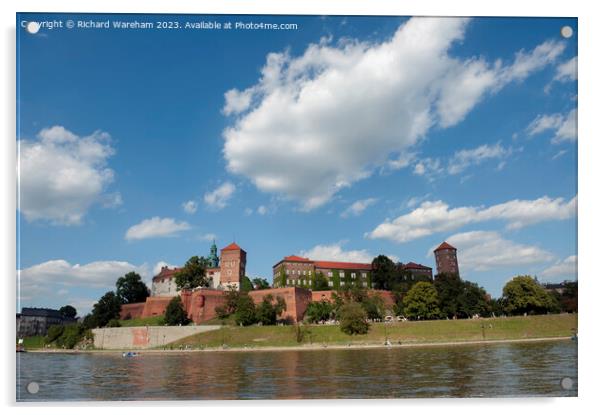 Krakow Poland Wawel castle on the Wisla River. Acrylic by Richard Wareham