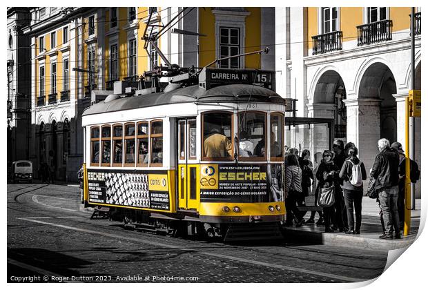 Lisbon's Iconic Electric Tram Print by Roger Dutton